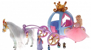 Игровой набор Лошадь с каретой и 2 куклами (Junfa Toys, 205A)